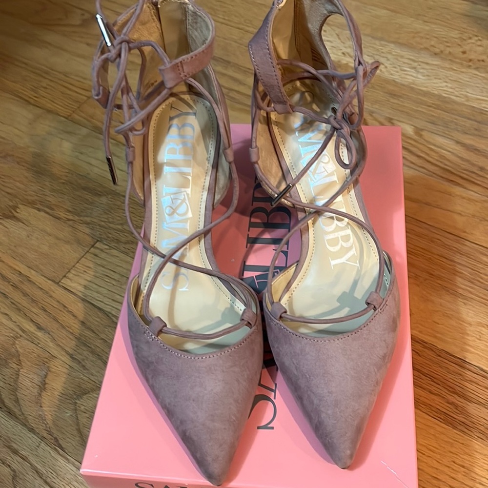 Lace up pumps, mauve/light pink